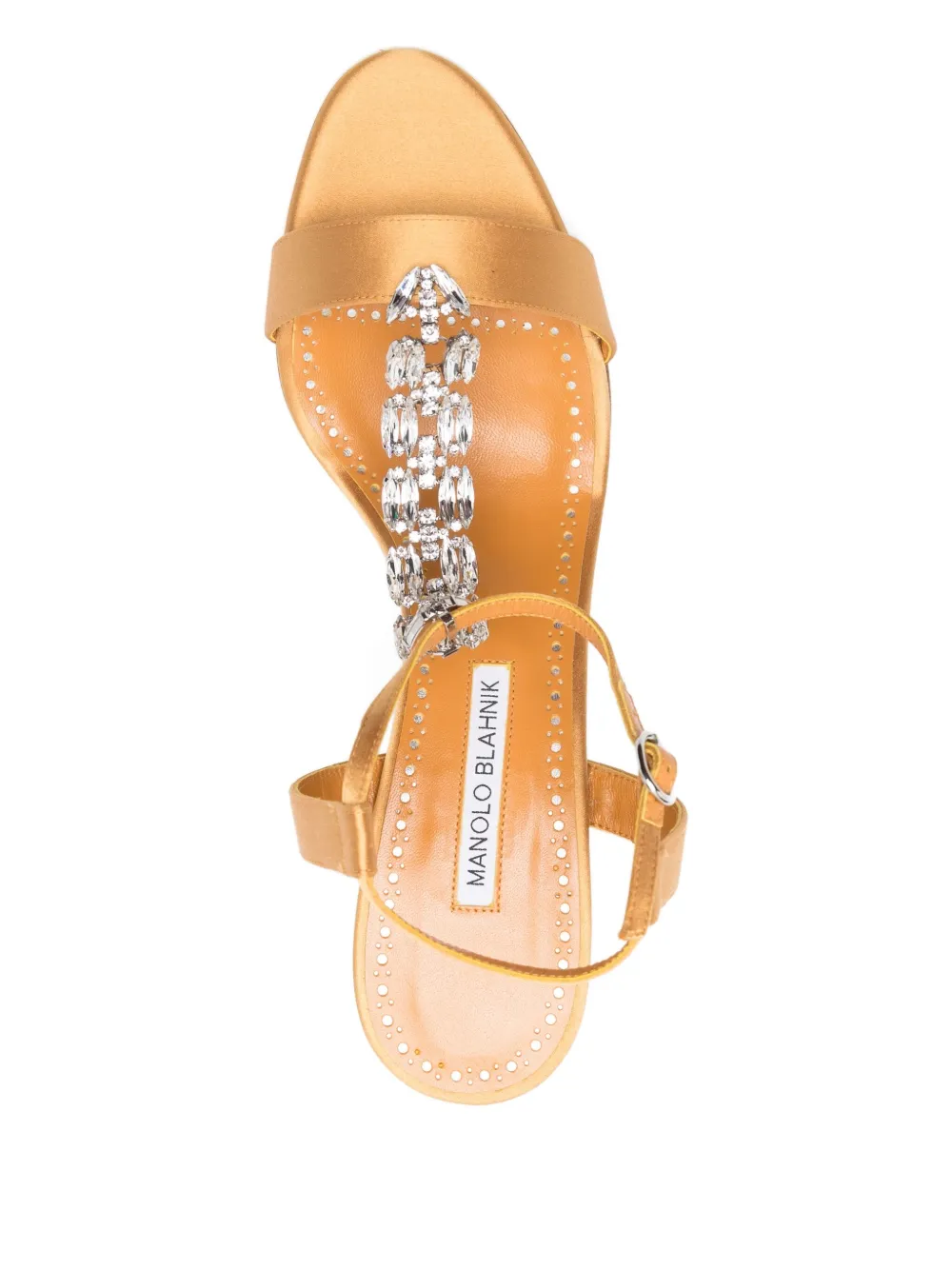 Босоножки на каблуке 90 мм из кожи Manolo Blahnik, оранжевый — фото 4