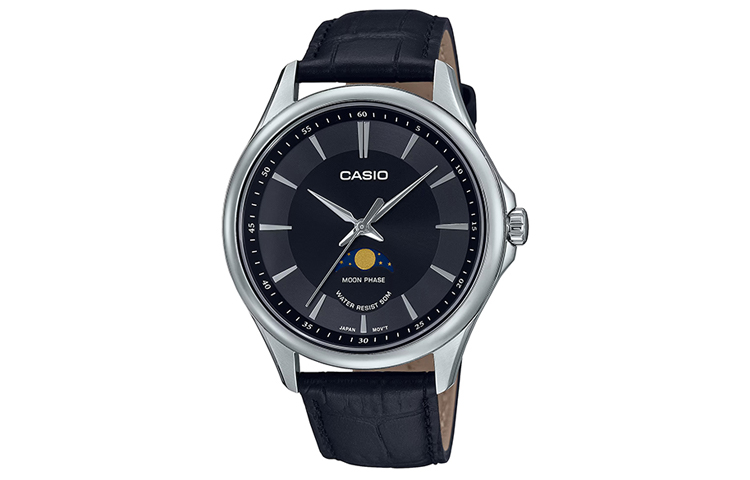 

CASIO Часы Quartz Movement Genuine Leather Strap Watch Unisex Black Dial, Black Dial