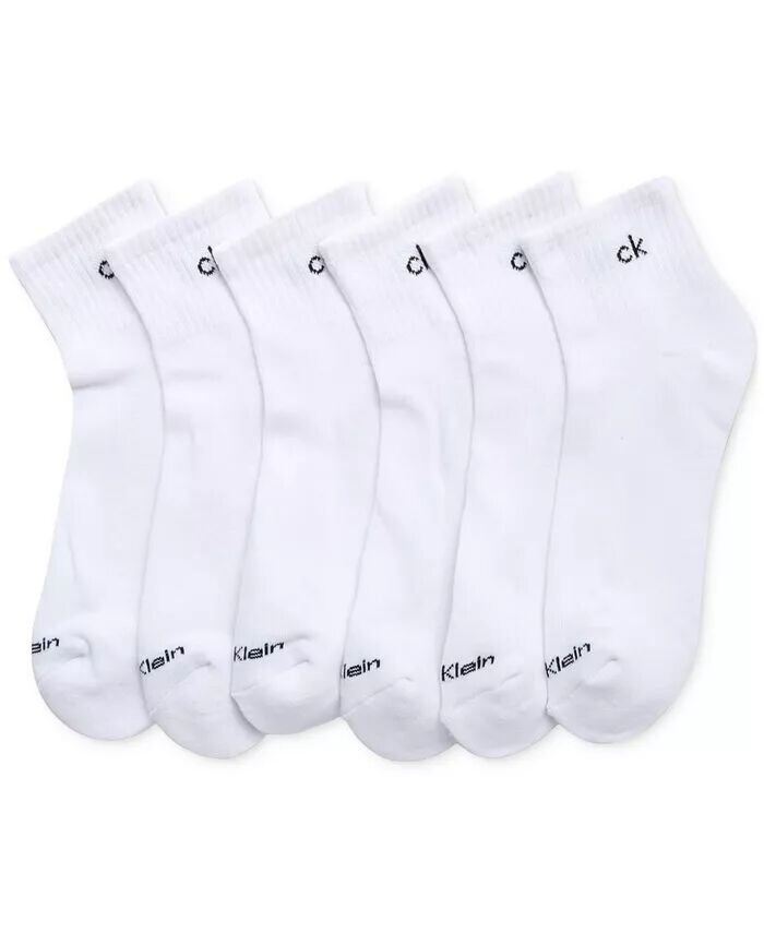 

Мужские носки с логотипом, 6 пар, четверть чулок Calvin Klein, белый