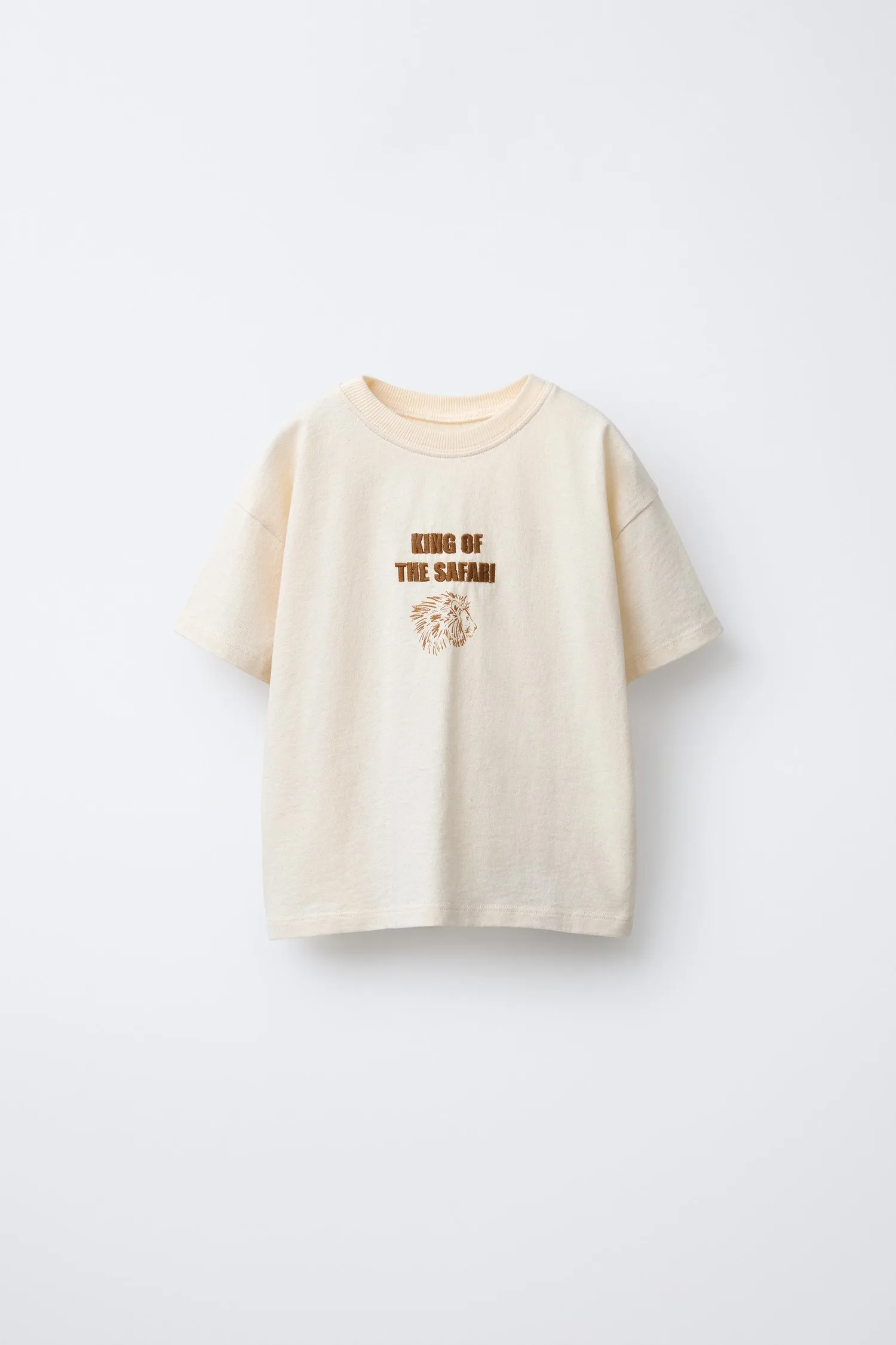 Футболка с вышитым рисунком животного Zara, экрю