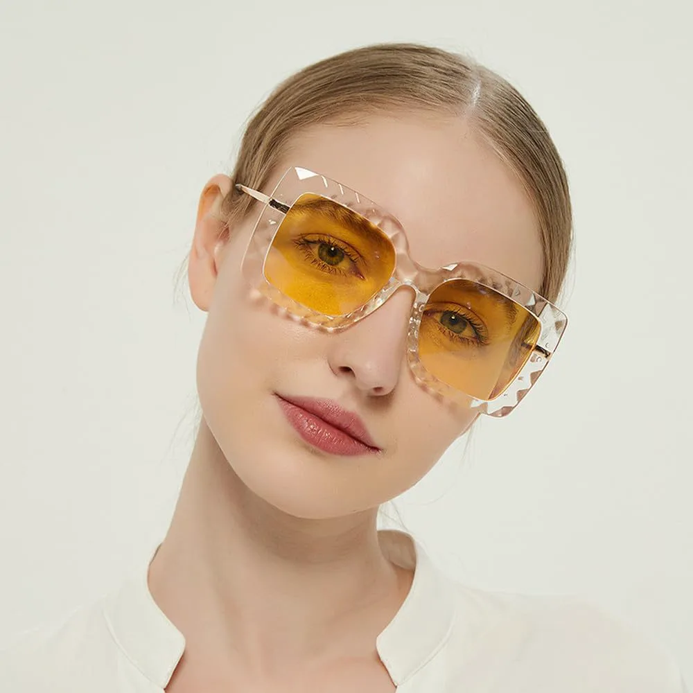 

Ретро большие солнцезащитные очки для женщин в винтажном стиле, с толстой оправой и полупрозрачными линзами цвета чайного дерева TYUVIVO, C3 Clear Yellow