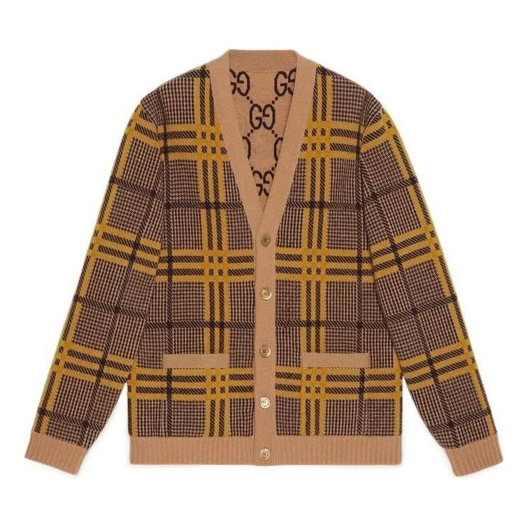 

Кардиган Gucci Reversible Wool Knit Cardigan 'Brown Yellow' 696576-XKCFX-2378, коричневый