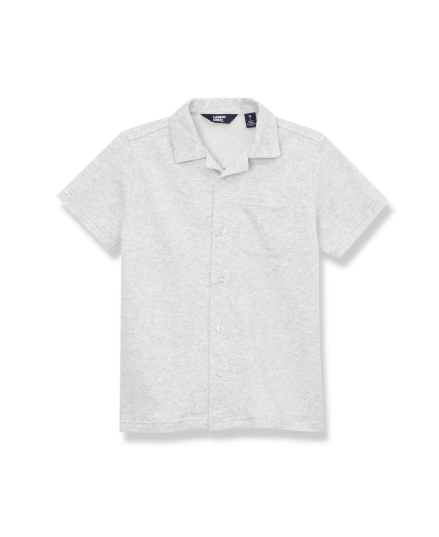 

Детская махровая рубашка на пуговицах Lands' End, Snow white heather