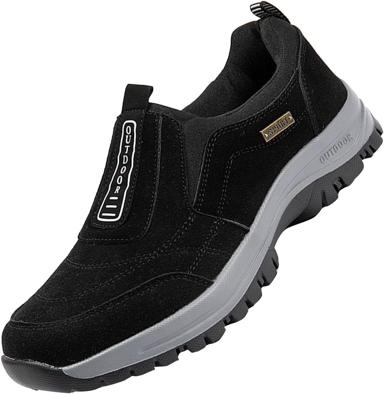 

Мужские ортопедические прогулочные кроссовки 2025 года, удобные водонепроницаемые походные туфли, легкие слипоны для улицы, повседневные нескользящие кроссовки для трейла Generic, черный