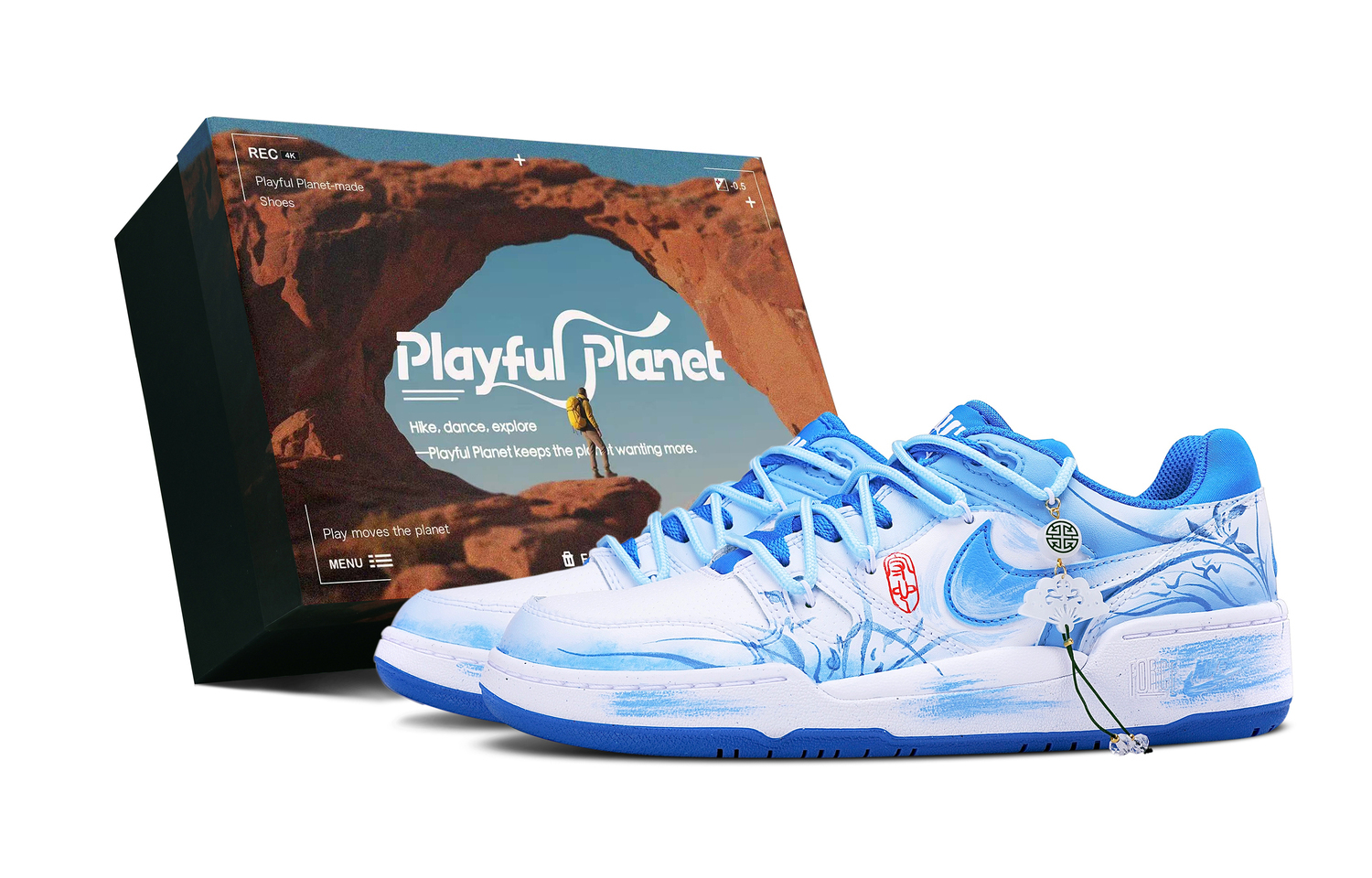 

Nike Мужские низкие сине-белые кроссовки для скейтбординга Full Force с амортизацией и износостойкостью