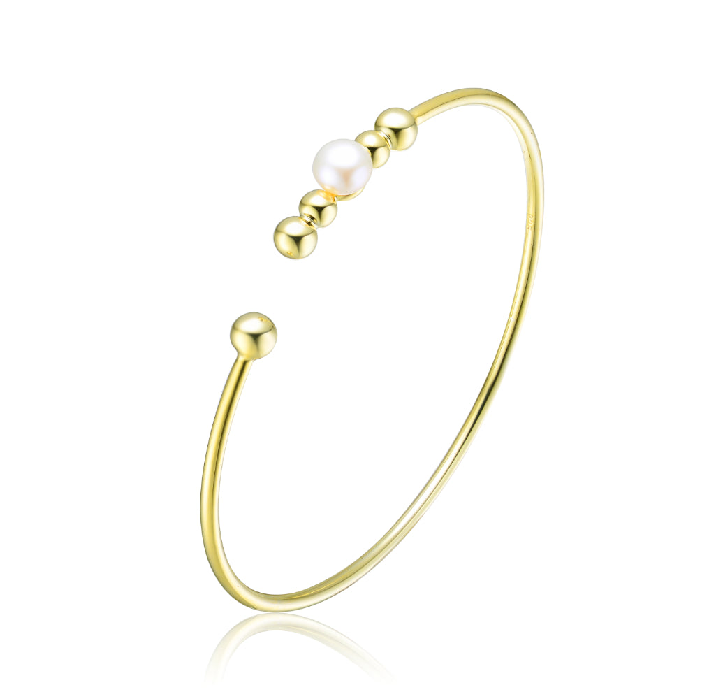 

Браслет из стерлингового серебра 14 карат с позолотой и пресноводным жемчугом 6,5 мм Genevive, золотой