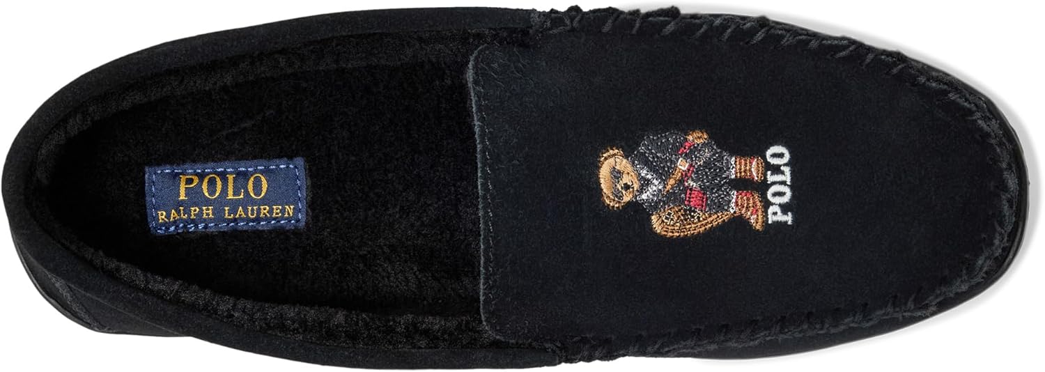 Мужские тапочки POLO RALPH LAUREN Brenan Bear из замши/Holidybear, черный — фото 2