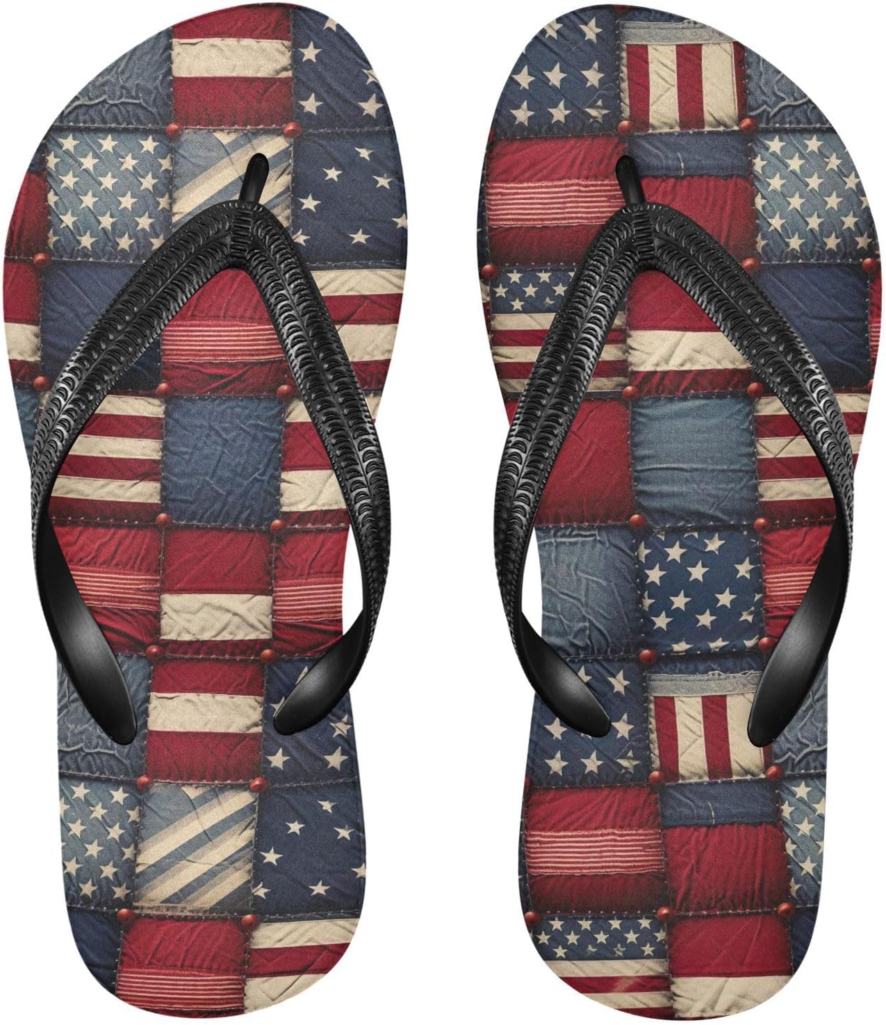 

SPRIPORT Шлепанцы с рисунком американских флагов, узкие, удобные, повседневные, с нескользящей резиновой подошвой, для ванной комнаты, душа, пляжа, прогулок, лета, Multicoloured