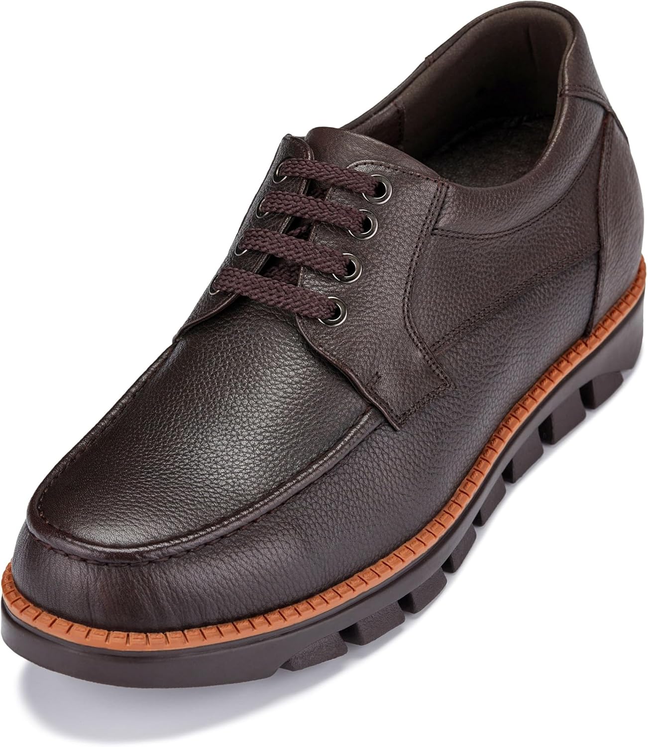 

Мужские невидимые увеличивающие рост туфли CALTO - темно-коричневая кожа с тиснением под зерно, шнуровка, повседневные туфли - рост 8 см - G63811 - размер 11,5 US D(M)