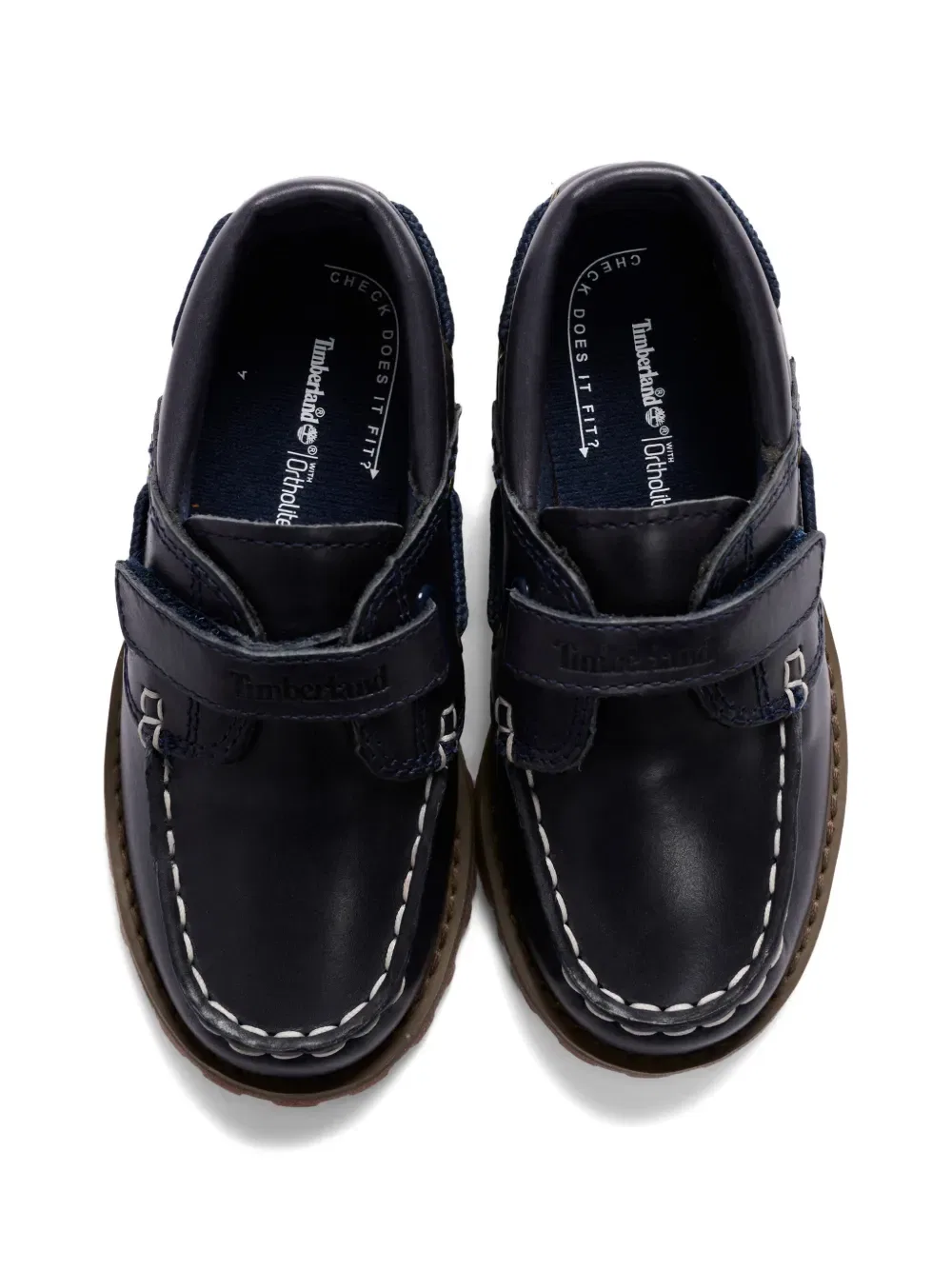 Кожаные лоферы с ремешком на липучке Timberland Kids, синий — фото 4
