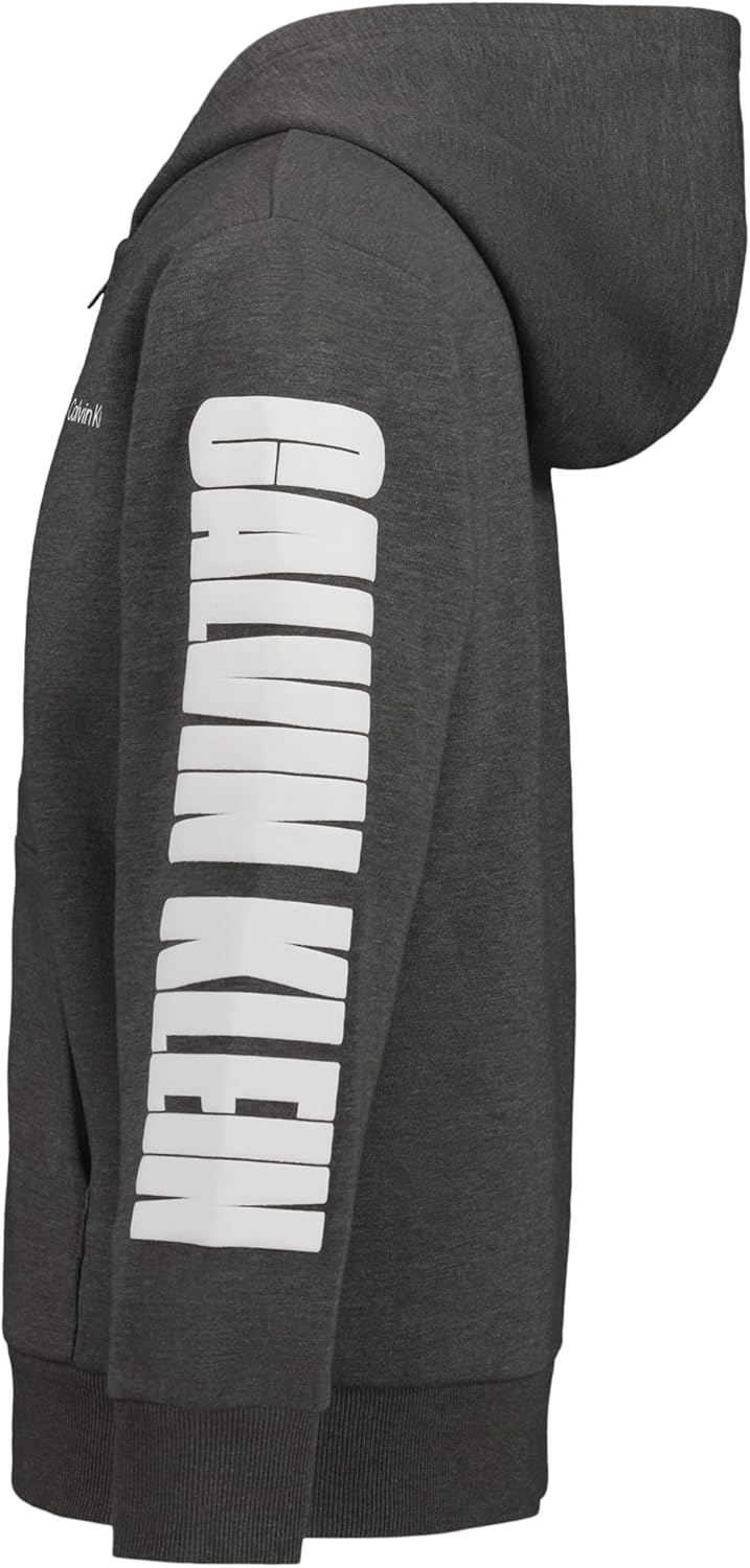 Толстовка Calvin Klein Boys с длинным рукавом и молнией из флиса, Impact Charcoal Heather — фото 2