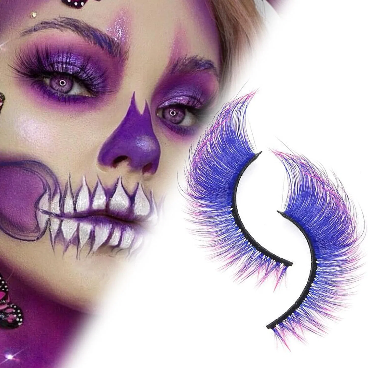 Накладные ресницы Color Lash длинные объемные темно-синие — фото 3
