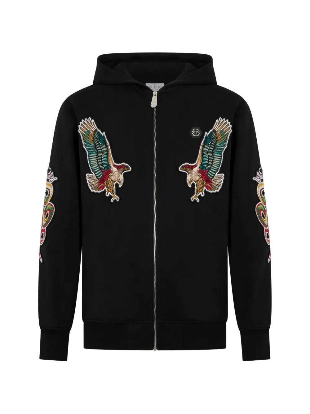 

Худи на молнии с нашивкой Philipp Plein, черный