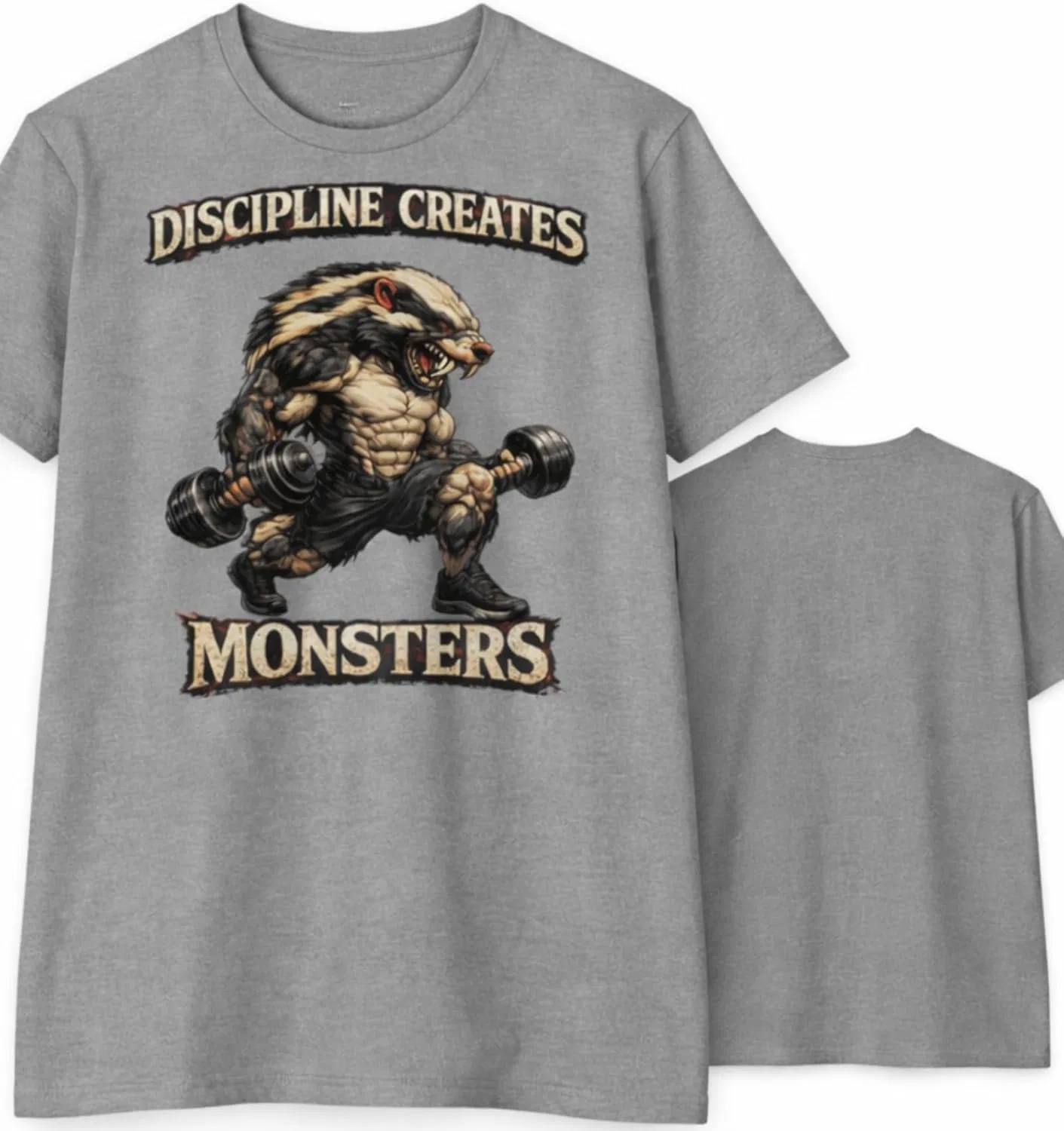 Футболка с мотивирующим принтом Discipline Creates Monsters, GENERIC, Heather Columbia Blue