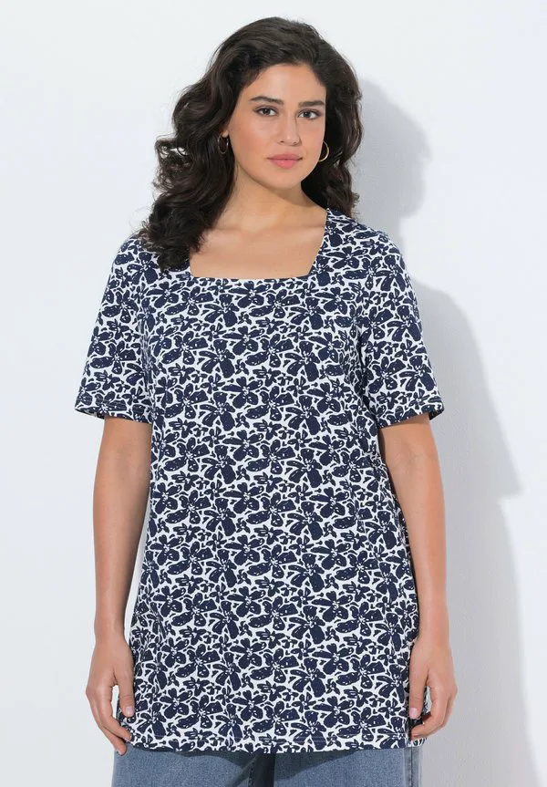 

Футболка с принтом carréhalbarm Ulla Popken, Marine, Синий, Футболка с принтом carréhalbarm Ulla Popken, Marine