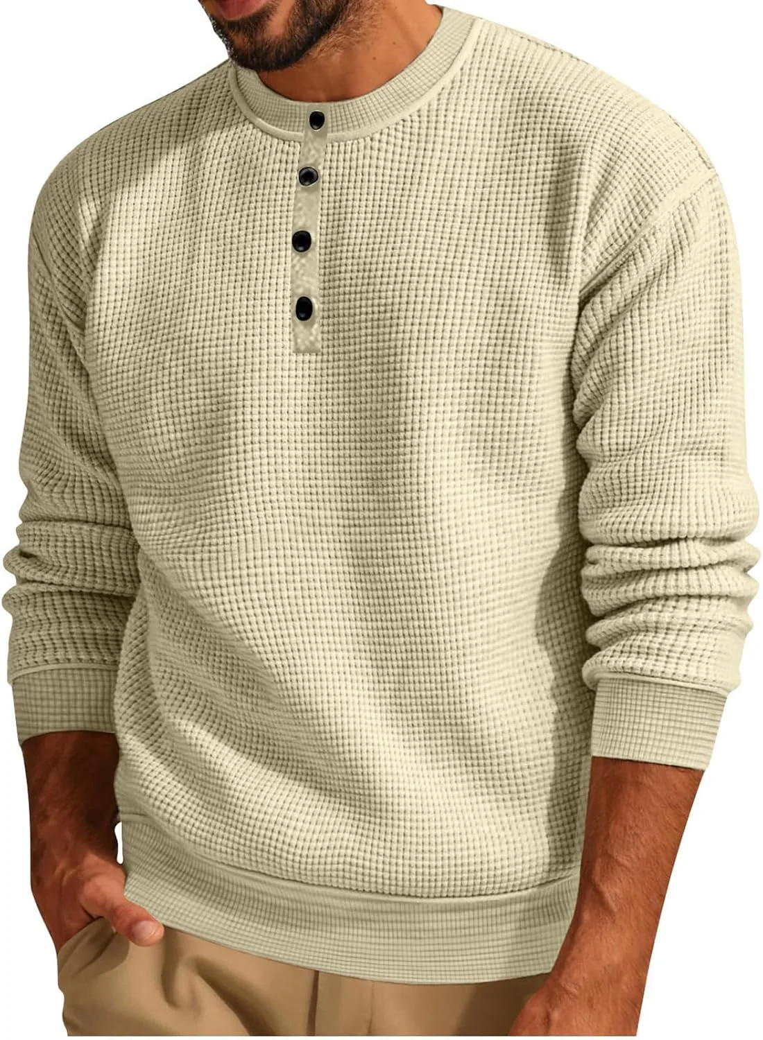 

Мужская футболка Waffle с длинным рукавом, свободный крой, легкая LGHLMCL