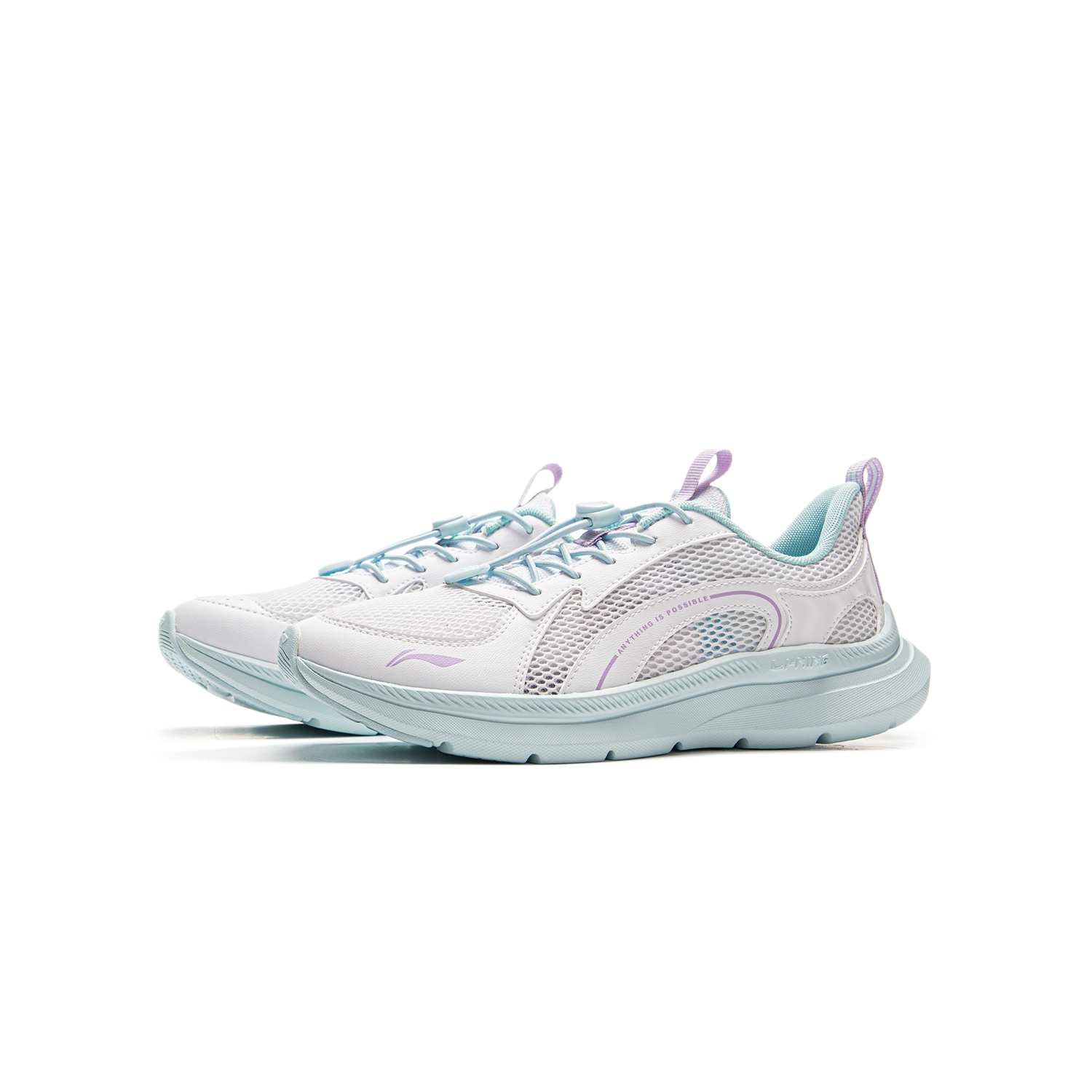 Кроссовки для бега с амортизаторами Rebound Low Top для детей LINING YOUNG, белый/фиолетовый — фото 3