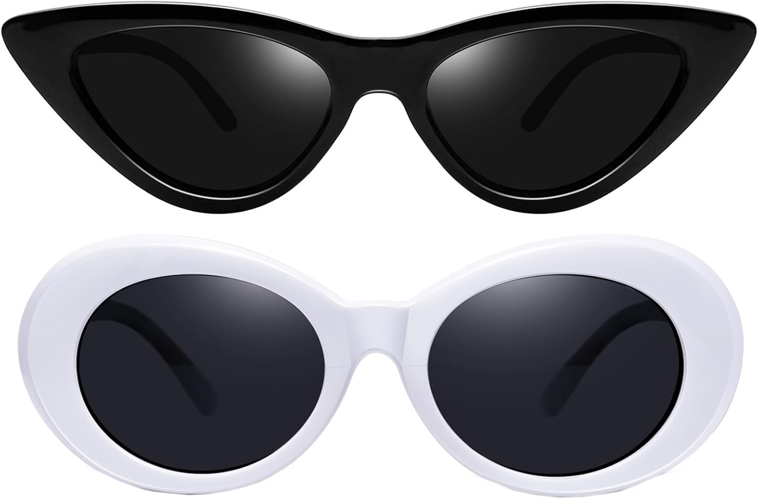 

Комплект солнцезащитных очков Joopin Small Cateye & Clout Oval, поляризованные массивные черные женские солнцезащитные очки с защитой от УФ-излучения, белые мужские солнцезащитные очки для костюма