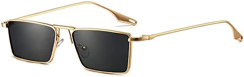 

Винтажные квадратные солнцезащитные очки 2027 года для мужчин и женщин, ретро, ​​маленькая металлическая оправа, конфетные цвета, винтажные прямоугольные очки MTZJH, Gold Black