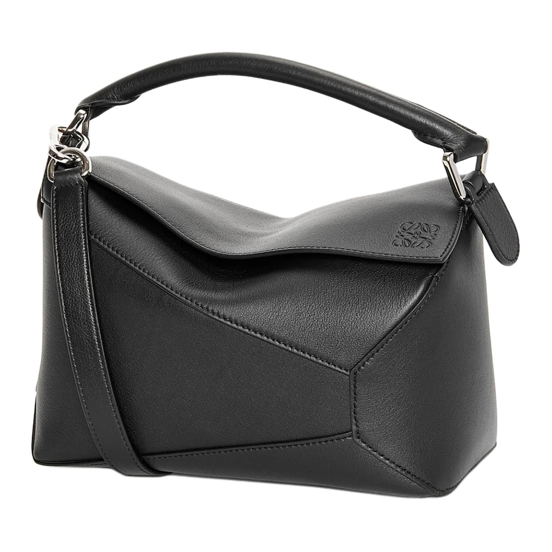 LOEWE Пазл коровья кожа сумка, через плечо, кроссбоди маленькая женская black — фото 2