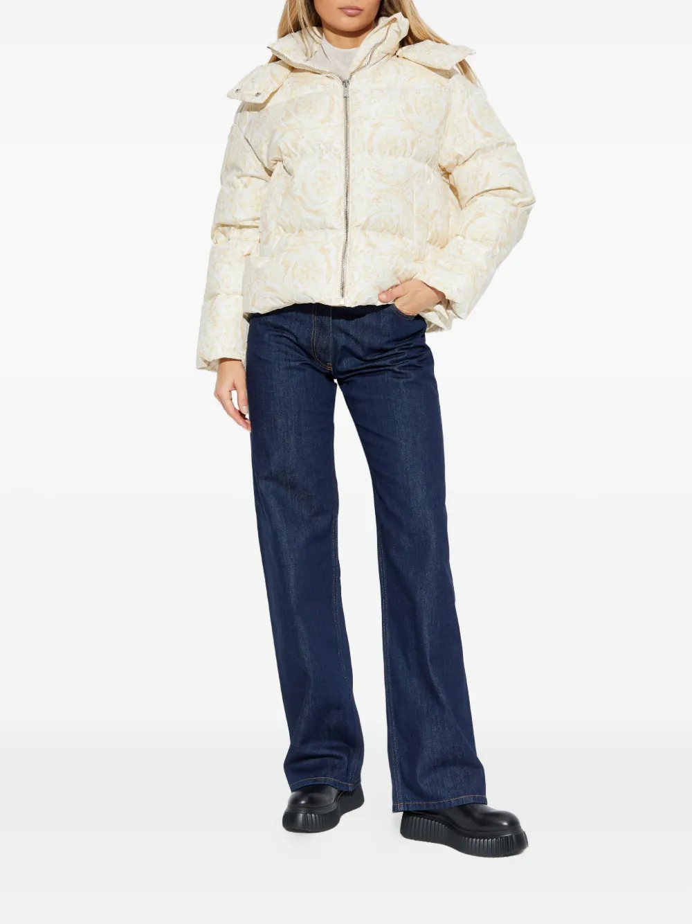 

Куртка с капюшоном на молнии Versace, кремовый