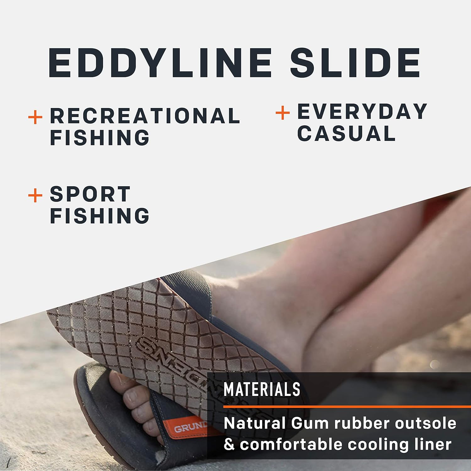 Мужские сандалии Grundns Eddy Line, Удобные, противоскользящие и водостойкие Grundens, Anchor — фото 4