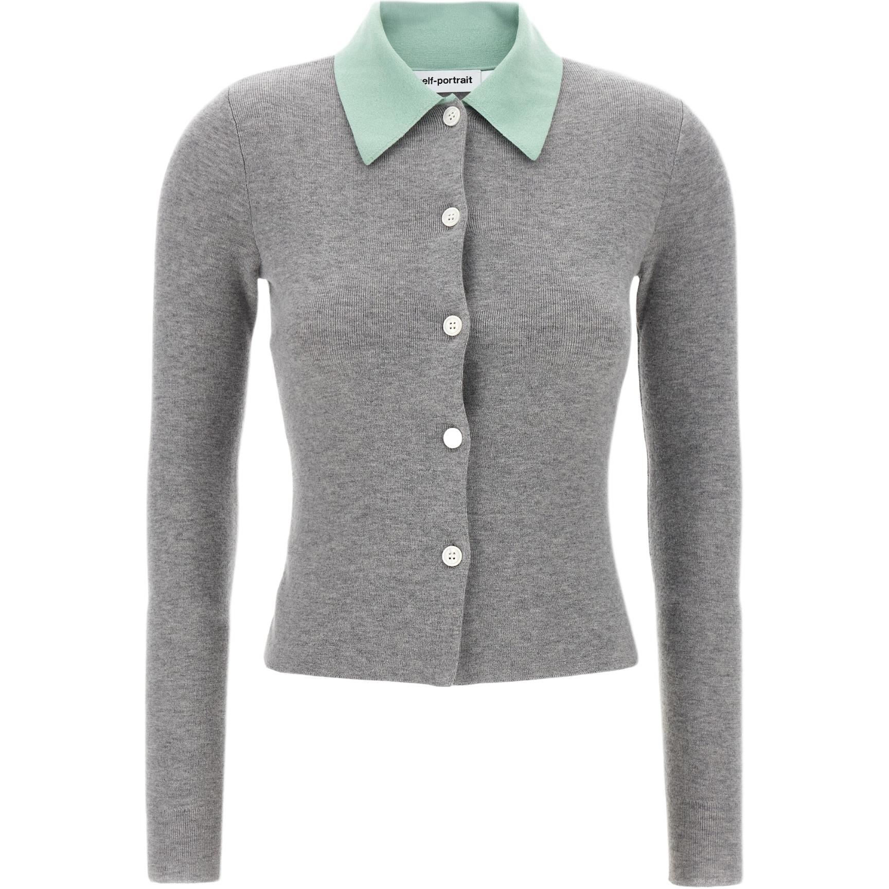 

Шерстяной кардиган Self-portrait, серый