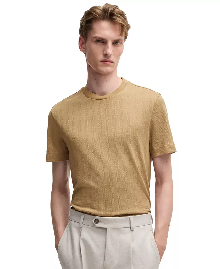 

Мужская футболка Herringbone Regular-Fit Hugo Boss, коричневый/бежевый