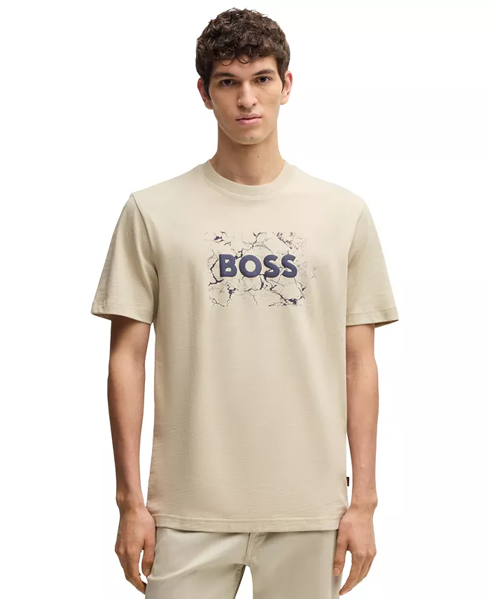 

Мужская хлопковая футболка Regular-Fit из джерси Hugo Boss, коричневый/бежевый