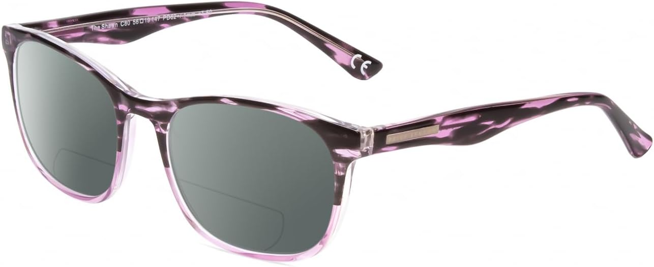 

Женские поляризованные бифокальные солнцезащитные очки для чтения Calabria Prive Shawn Panthos, дизайнерские стильные бифокальные солнцезащитные очки для чтения с футляром, Crystal Purple Marble Stripe Smoke Grey