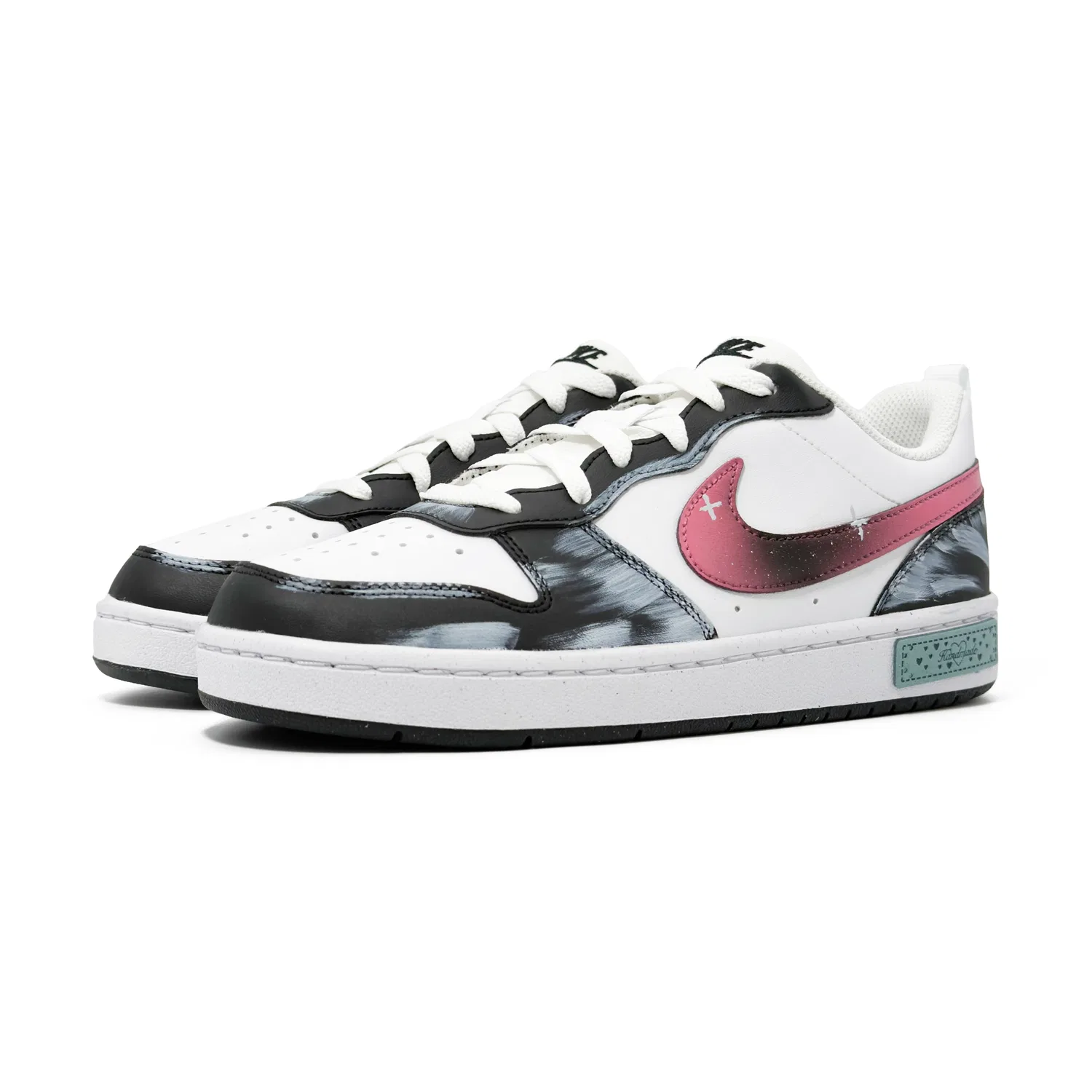 Кроссовки для скейтбординга Court Borough Low top детские, Black White, унисекс Nike, Black White Pink — фото 4