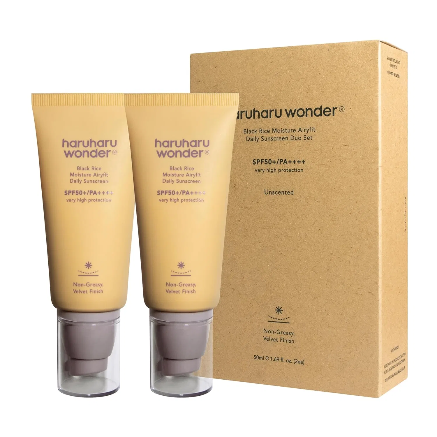 Солнцезащитный крем haruharu Wonder Black Rice Moisture Airyfit Daily Sunscreen SPF 50+ PA++++, 2 шт. Haruharu