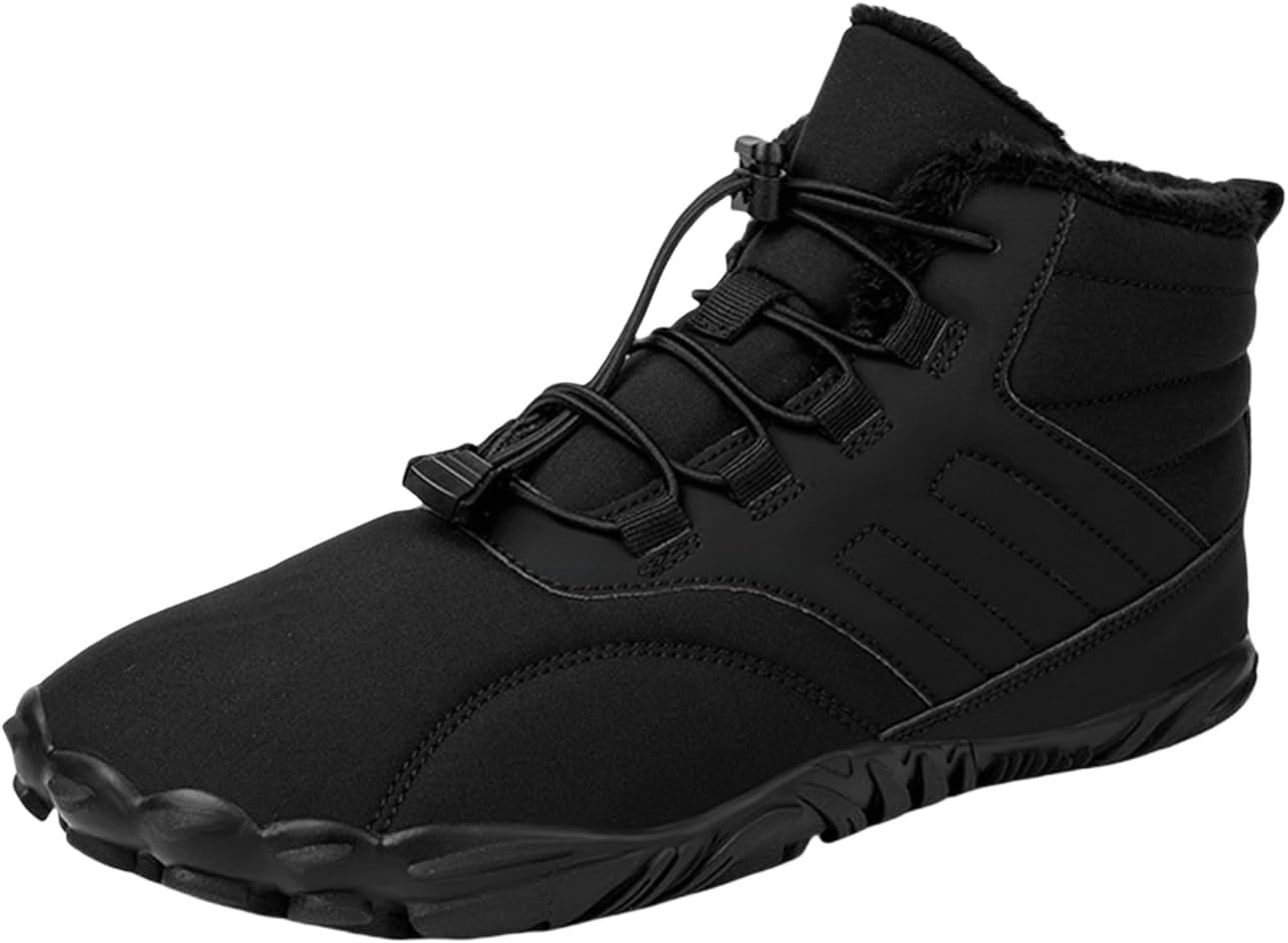 

Зимняя обувь для походов, босоножки, утепленные мехом, водонепроницаемые и противоскользящие походные хлопковые ботинки, унисекс, зимние снежные ботинки Generic, черный