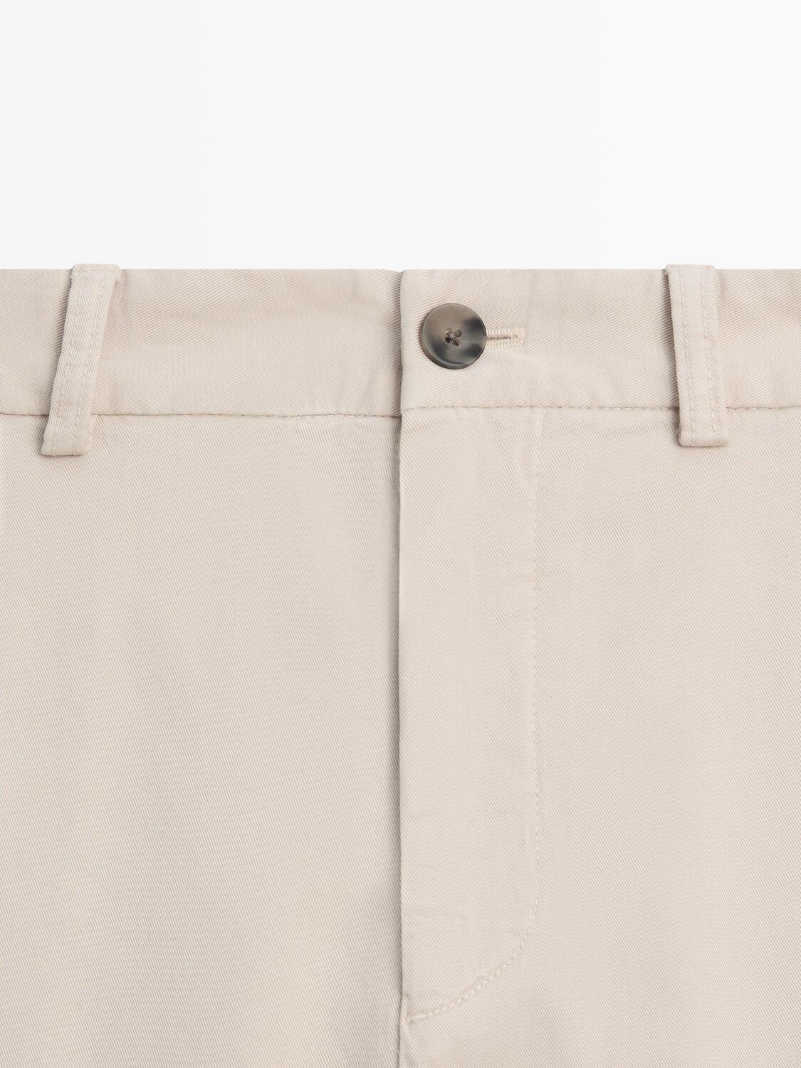 Брюки jogger из хлопковой смеси Massimo Dutti, beige — фото 2