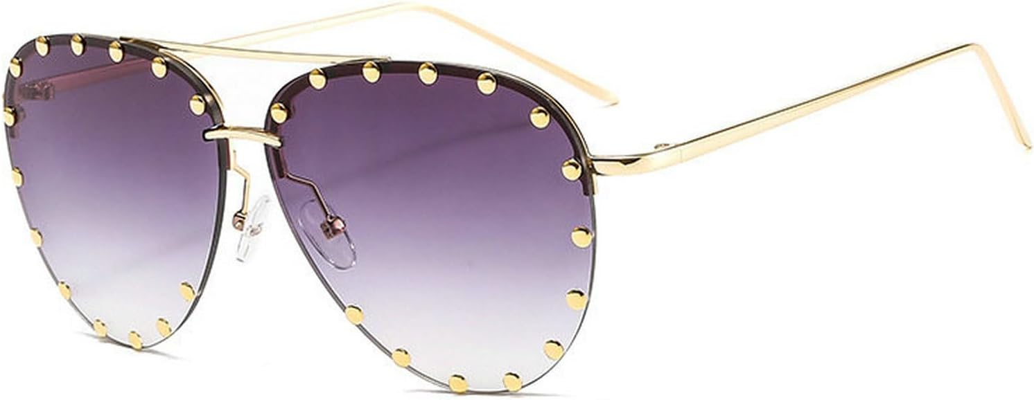 

Женские солнцезащитные очки-пилот без оправы COTIA в стиле ретро-панк с заклепками, персонализированные, с зеркальными металлическими линзами в виде жабы, защита от ультрафиолета UV400, Grey