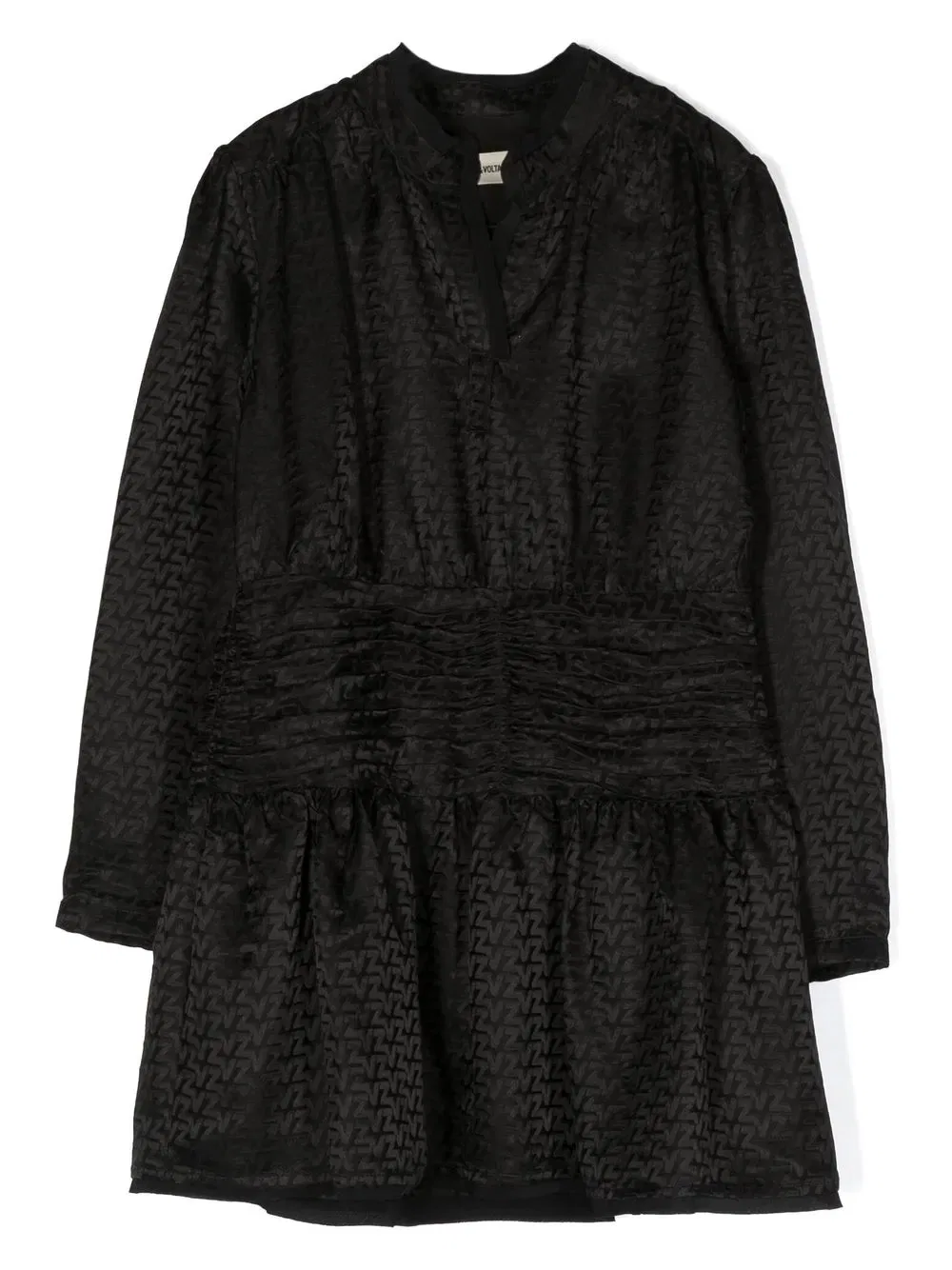 Платье из жаккардовой ткани с драпировкой Zadig & Voltaire Kids, черный