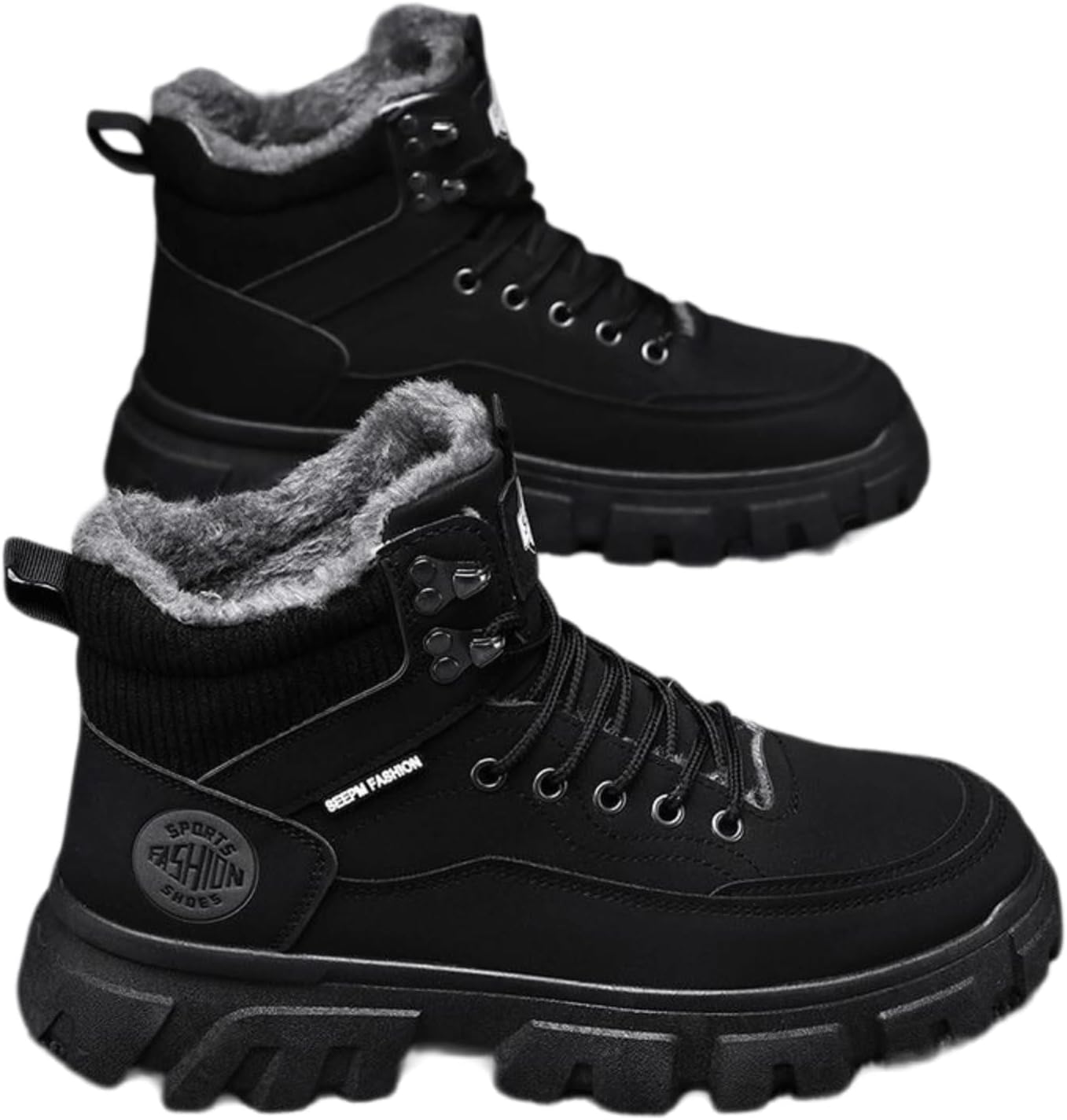 

Мужские зимние ботинки MACEFIL для снега, водонепроницаемые и боевые ботинки с меховой подкладкой, массивные теплые ботинки для походов и на каждый день, черный