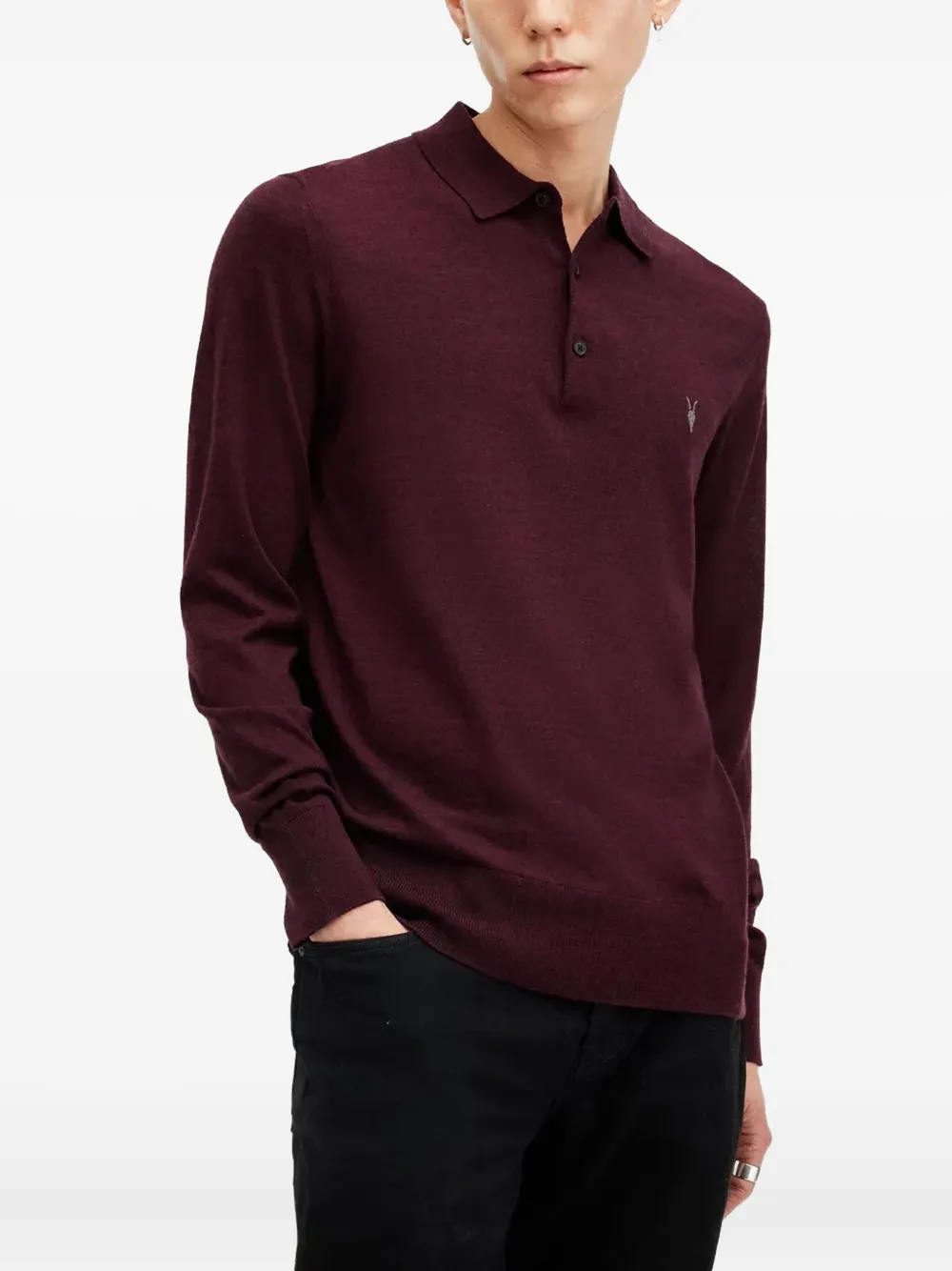 

Джемпер с длинными рукавами и воротником-поло AllSaints, красный