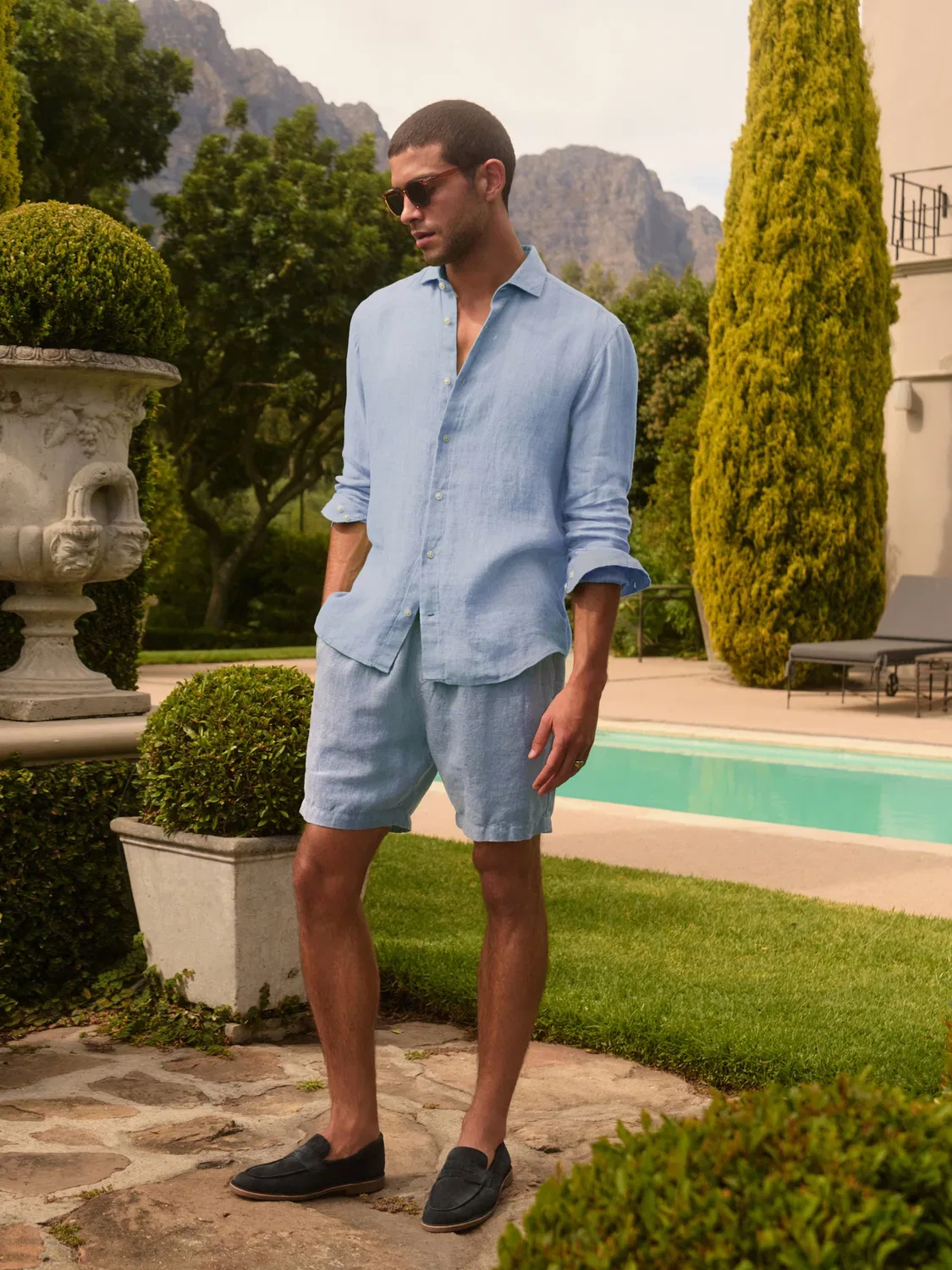 Рубашка Next Regular fit Button Up Shirt Signature светло-голубого цвета — фото 4