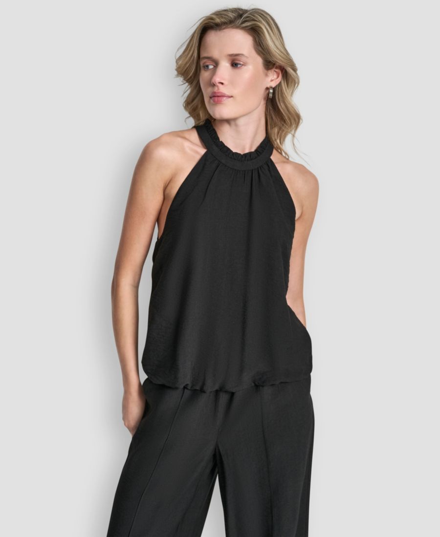 

Женский топ без рукавов с воротником-халтером DKNY, Black