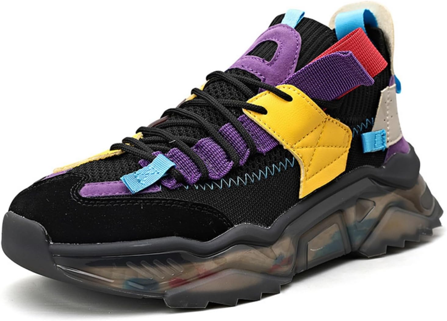 

Мужские стильные спортивные кроссовки с контрастной расцветкой, противоскользящие, дышащие и амортизирующие, подходят для бега, баскетбола, прогулок, повседневной носки и тренировок Kpdwfms, черный