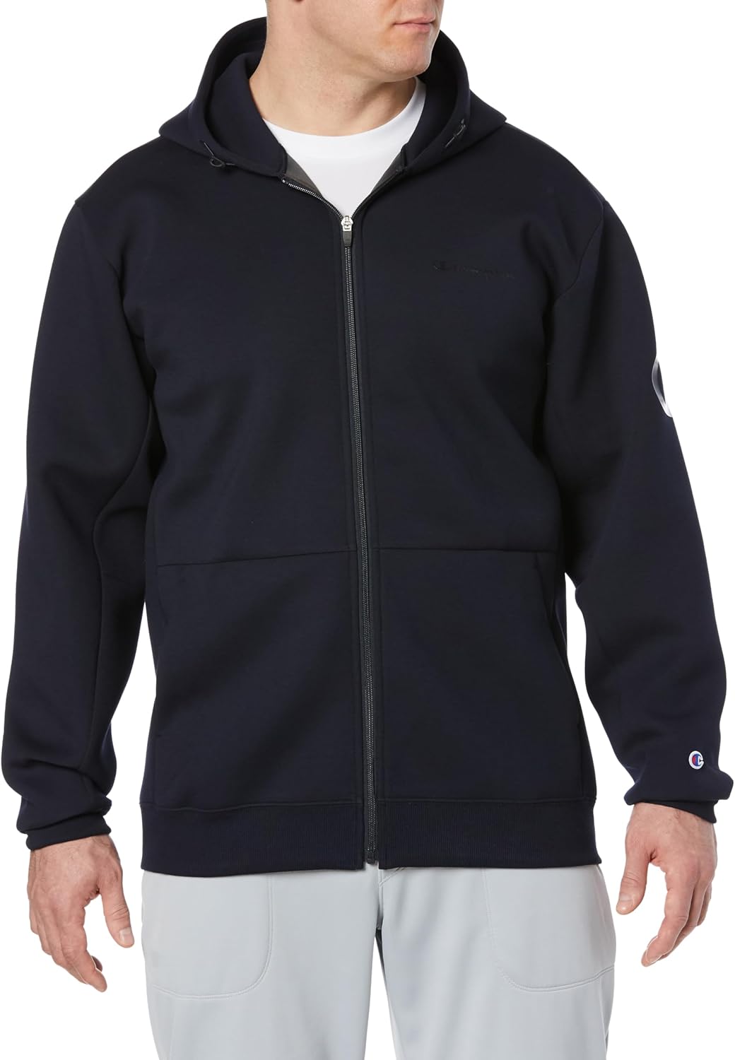 

Мужская спортивная толстовка с длинными рукавами Champion C3-YS101L WRAP-AIR, эластичная, термоизолирующая, с логотипом и застежкой-молнией, темно-синий