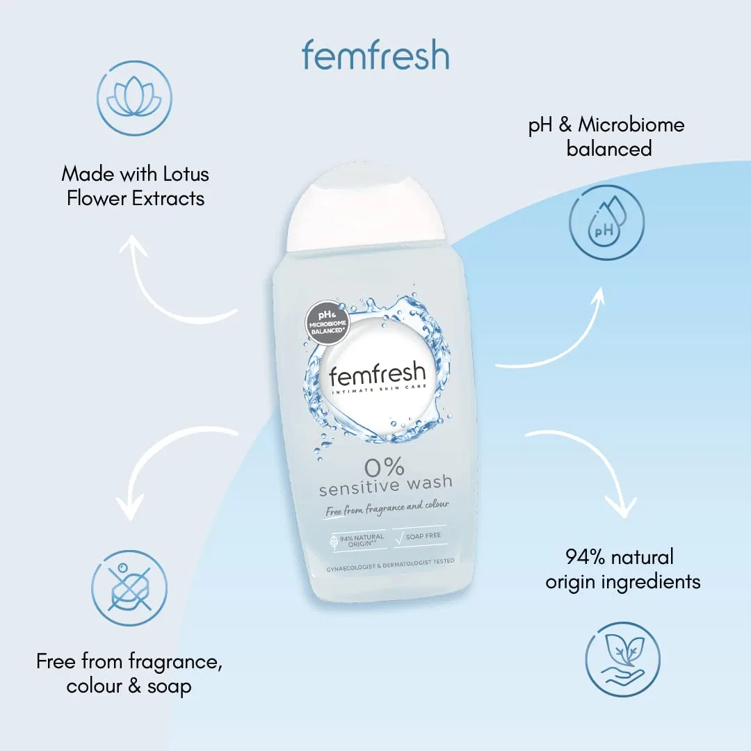 Гель для интимной гигиены Femfresh 0% Sensitive, без отдушек, 6 x 250 мл Femfresh — фото 2