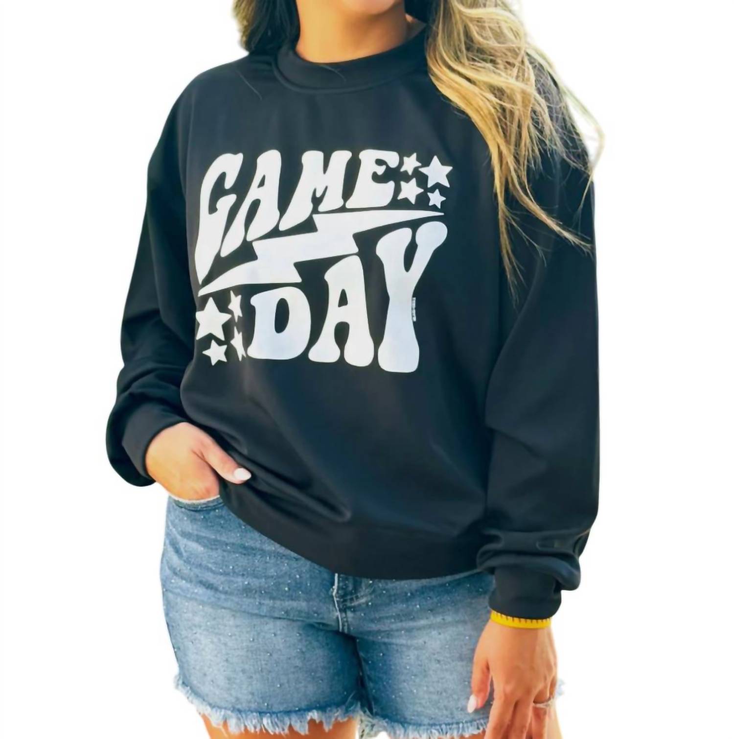 

Спортивная толстовка Game Day с круглым вырезом черного цвета Southern Grace