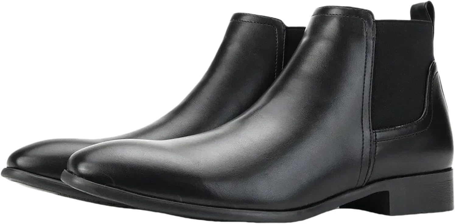 

Мужские классические кожаные челси на щиколотку с заостренным носком, слипоны чукка, модные туфли на низком каблуке, деловые повседневные Abborora, черный