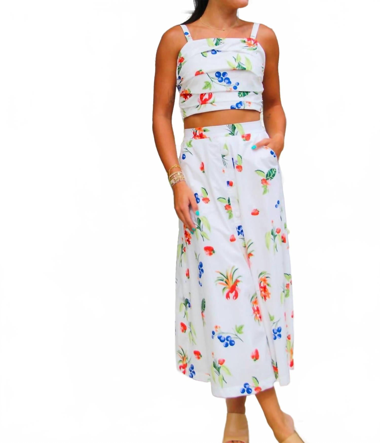 

SKIES ARE BLUE Топ с цветочным принтом и сборками, разноцветный