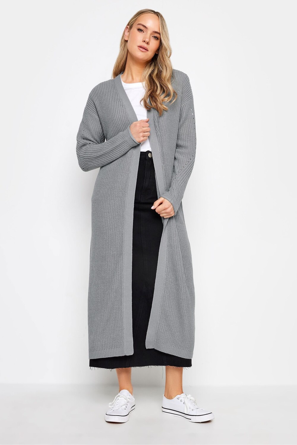 

Кардиган в рубчик удлиненного кроя Long Tall Sally, серый
