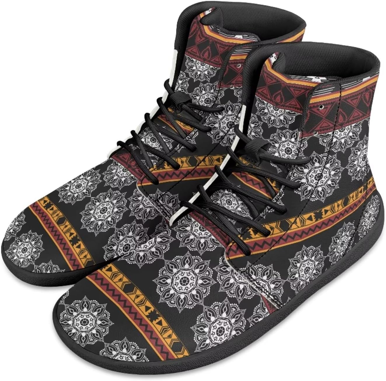 

Мужские минималистичные босоножки Jeiento Mandala, обувь для бега с широкой носочной частью, ботинки из искусственной кожи, нескользящие кроссовки на шнуровке, Southwestern Tribal Mandala Flowers