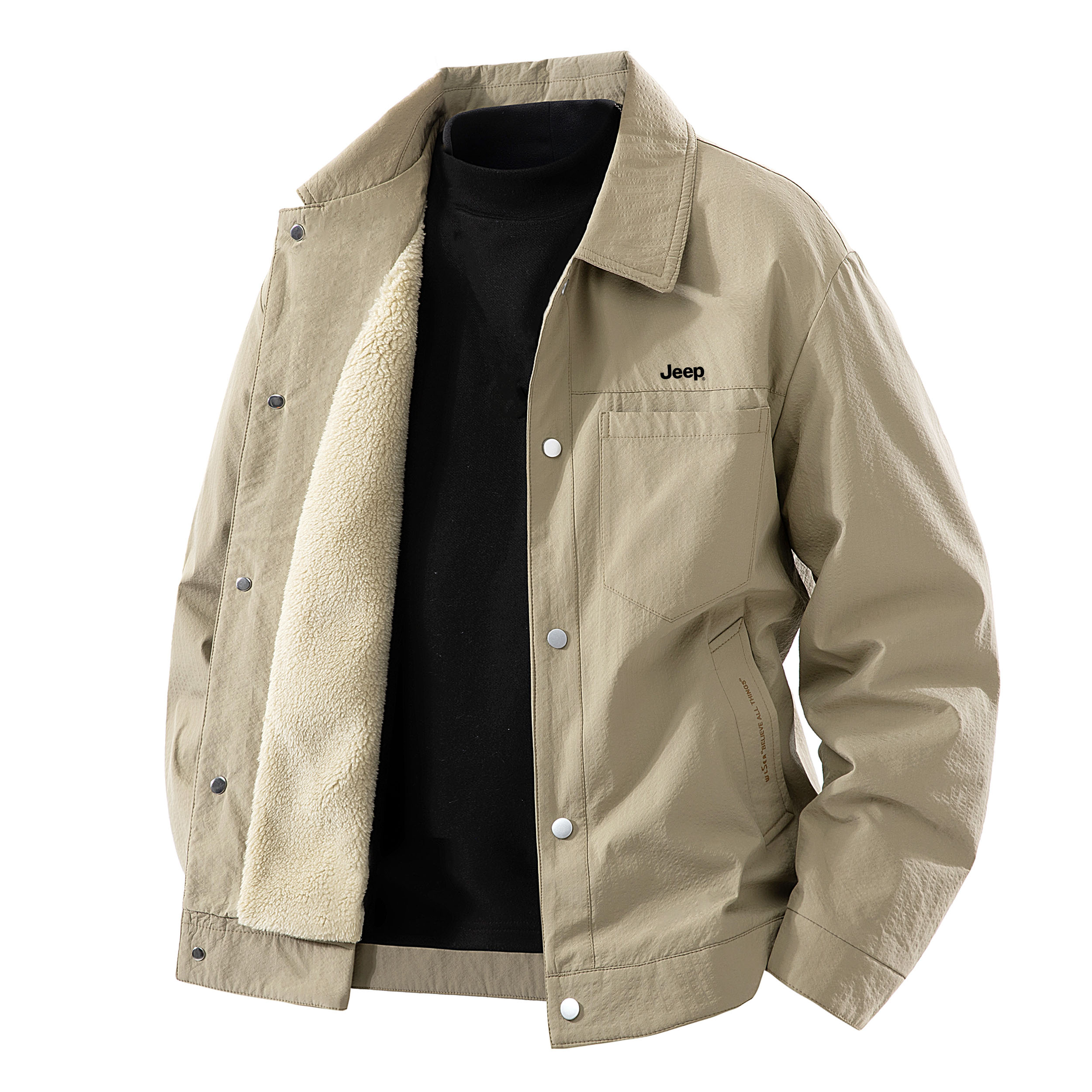 

Куртка Unisex Lapel Thin Others Jeep, upgraded fleece-lined "светло-хаки"