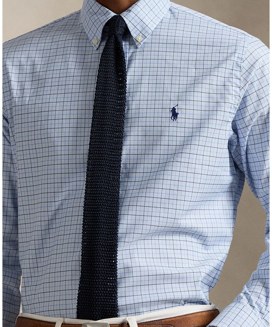 Мужская классическая спортивная рубашка Polo Ralph Lauren, синий мультиколор — фото 3